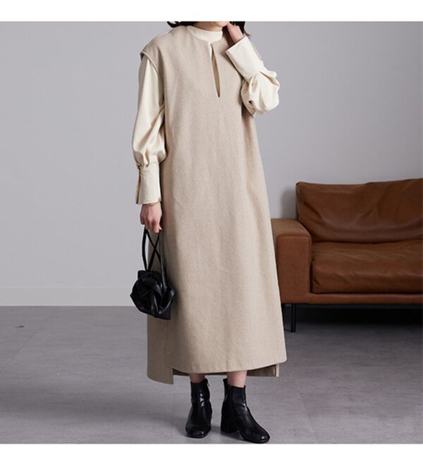 RANAN（ラナン）の「ウールライクディープＶネックジャンパースカート（ジャンパースカート）」｜詳細画像