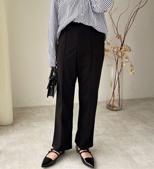 GeeRA（ジーラ）の「ウールライクピンタックストレートパンツ（ワイドパンツ・ガウチョ）」｜詳細画像