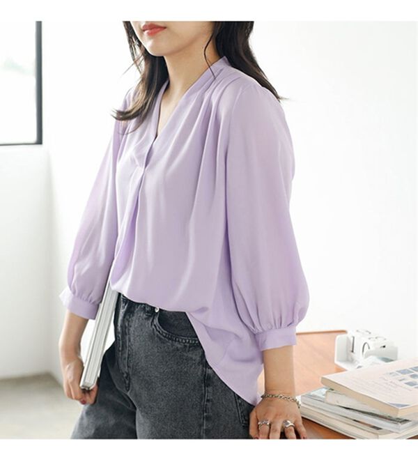 GeeRA（ジーラ）の「シルエットきれい！上品7分袖デザインブラウス（ブラウス）」｜詳細画像