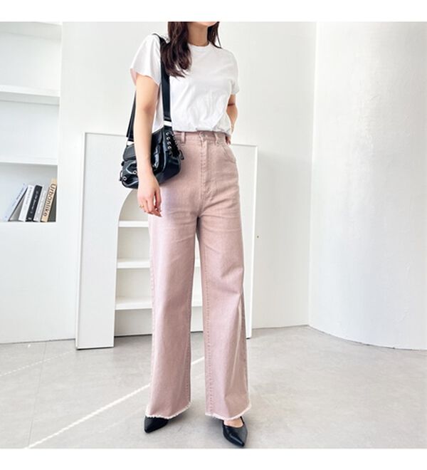 GeeRA（ジーラ）の「オリジナルパッチハイウエストデニム（ワイドパンツ・ガウチョ）」｜詳細画像