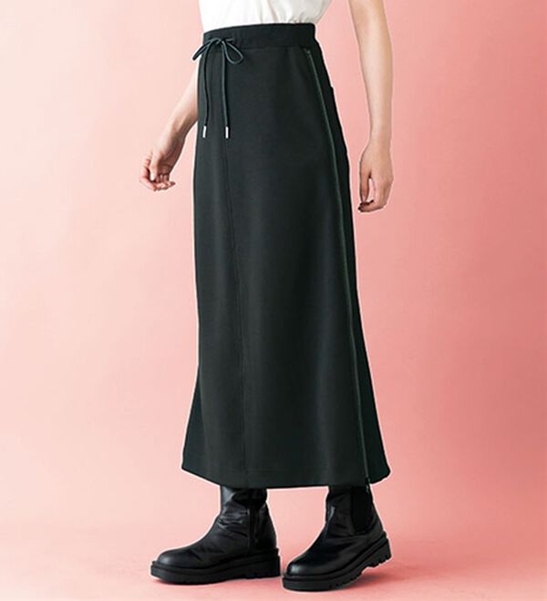BELLUNA（ベルーナ）の「【ＳＭＡＲＴ　ＥＣＯ　ＪＥＲＳＥＹ】異素材切替サイドジップスカート（ロングスカート）」｜詳細画像
