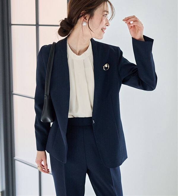 RANAN（ラナン）の「【選べる衿】洗える！多機能ベーシック２点セットスーツ（パンツスーツ）」｜詳細画像