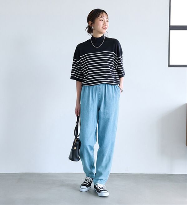 BELLUNA（ベルーナ）の「綿麻デニムすっきり見えゆるパンツ（フルレングスパンツ）」｜詳細画像