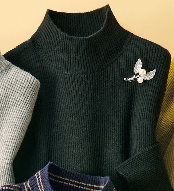 ルフラン（ルフラン）の「重ね着にぴったり！ミセスの為のリブニット（ニット・セーター）」｜黒