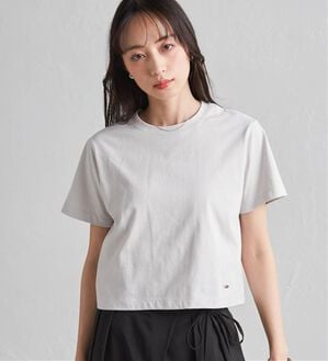 RANAN（ラナン）の「【5つの機能付】ひんやり着回し抜群ベーシックＴシャツ＜選べる着丈＞（Tシャツ）」｜グレージュ(クロップド丈)