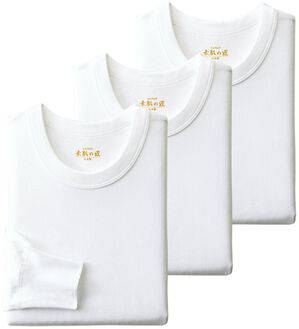 「【３枚組】＜ＧＵＮＺＥ&times;ベルーナ＞素肌の匠（Ｒ）日本製綿１００％インナー（メンズ肌着・インナーウェア）」｜3枚組 長袖丸首