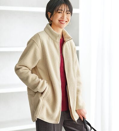 BELLUNA（ベルーナ）の「裏フリースボア素材スタンドネックブルゾン（ブルゾン）」