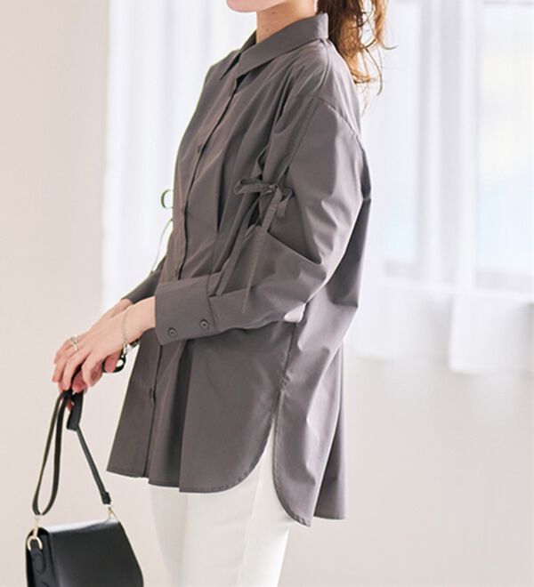 RANAN（ラナン）の「ウエストタック袖リボンシャツ（シャツ）」｜詳細画像