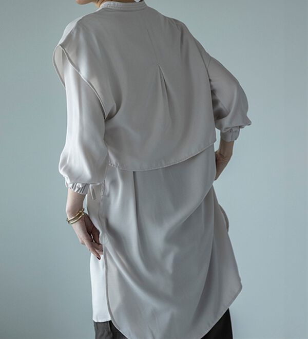 BELLUNA（ベルーナ）の「麻調素材レイヤード風ロングシャツ（シャツワンピース）」｜詳細画像