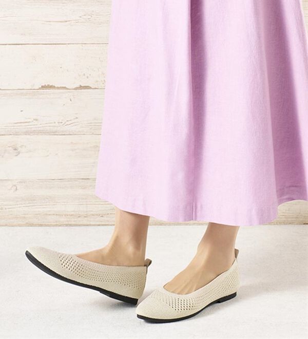 「洗える！軽っとふんわりニットシューズ（フラットシューズ）」｜詳細画像