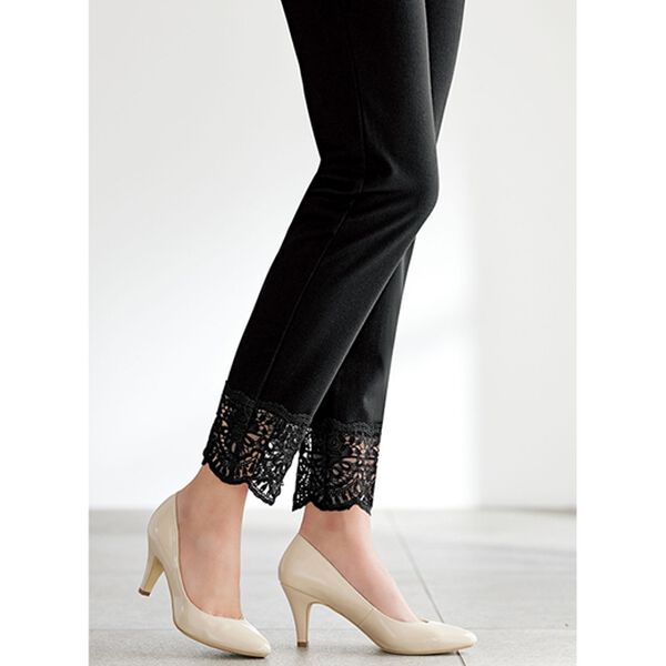 BELLUNA（ベルーナ）の「【２本組】裾ケミカルレース使いレギンス（スパッツ・レギンス）」｜詳細画像