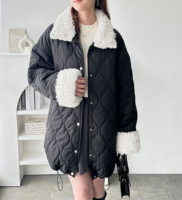 GeeRA（ジーラ）の「衿ボアミドル丈バルーンキルティングブルゾン（ブルゾン）」｜詳細画像