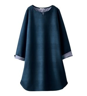 BELLUNA（ベルーナ）の「ボーダージャカード素材ワンピース（その他ワンピース）」｜ネイビー