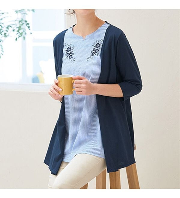 重ね着風デザイン違いチュニック - ベルーナ【公式】