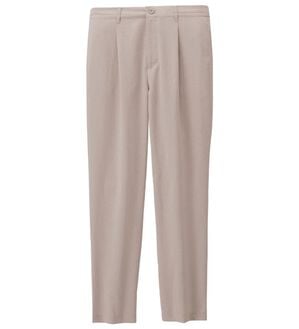 「リネンタッチワンタックワイドパンツ・オープンカラーワイドシャツ（メンズシャツ）」｜グレージュ パンツ