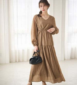 RANAN（ラナン）の「シアーチェックドロストギャザーティアードワンピ（その他ワンピース）」｜詳細画像