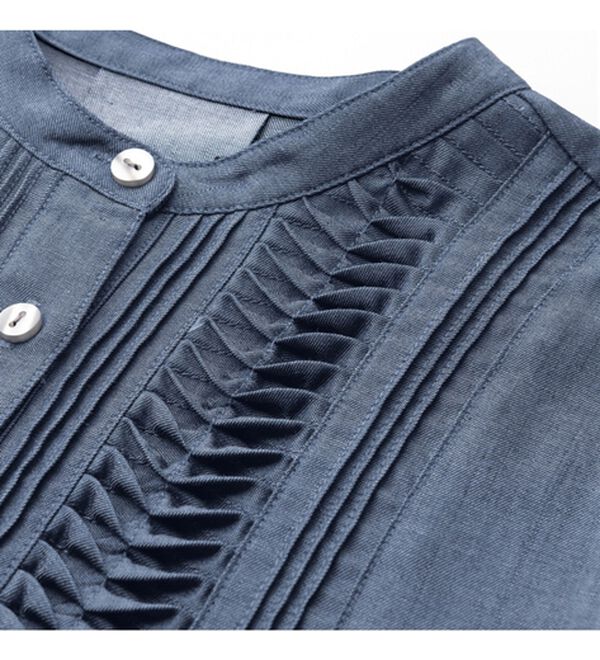 VINNO（ヴィノ）の「テンセル（ＴＭ）デニムスタンド衿ブラウス（ブラウス）」｜詳細画像
