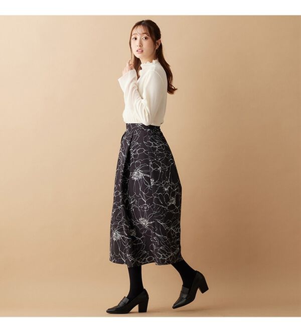 alotta（アロッタ）の「【前後２ＷＡＹ】袖口シフォン切替リブトップス（カットソー）」｜詳細画像