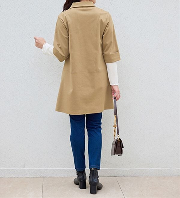 BELLUNA（ベルーナ）の「なめらかポンチ素材衿付きチュニック（チュニック）」｜詳細画像