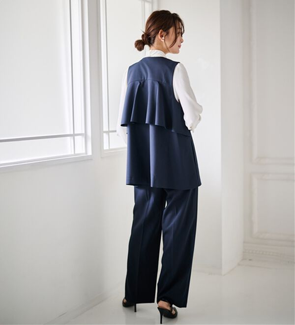 RANAN（ラナン）の「【２点セット】洗える！多機能バックフリルベストセットアップ（パンツスーツ）」｜詳細画像