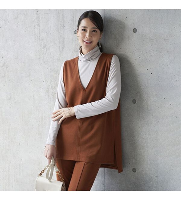 BELLUNA（ベルーナ）の「日本製ウール入りポンチＶネックベスト（ベスト）」｜詳細画像