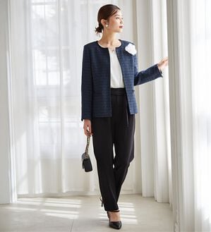 RANAN（ラナン）の「【４点セット】洗える！選べるボトムスーツセット（パンツスーツ）」｜ﾈｲﾋﾞｰ(ﾎﾜｲﾄﾌﾞﾗｳｽ／ﾃｰﾊﾟｰﾄﾞ)