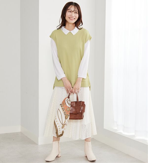 BELLUNA（ベルーナ）の「【新色追加】&ldquo;2点セット&rdquo;あぜ素材ベストアンサンブル（アンサンブル）」｜詳細画像