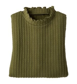 BELLUNA（ベルーナ）の「フリル衿ジャカードプルオーバー（カットソー）」｜カーキ