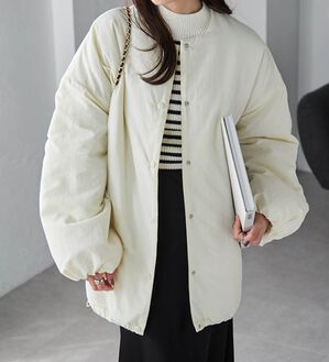 RANAN（ラナン）の「ノーカラーオーバーサイズ中わたブルゾン（ハーフコート）」｜詳細画像