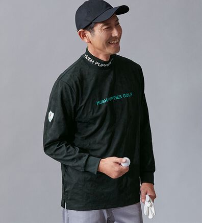 「＜ハッシュパピー・ゴルフ＞吸汗速乾ジャカード柄ハイネック（メンズカットソー）」