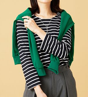 BELLUNA（ベルーナ）の「柔らかポンチ素材ボーダープルオーバー（カットソー）」｜詳細画像