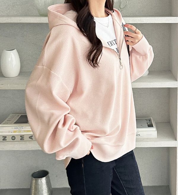 GeeRA（ジーラ）の「ハーフジップワッフルパーカー（パーカー）」｜詳細画像