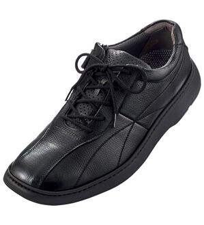 「ソフト牛革　日本製快適ウォーキング（メンズスニーカー）」｜ヒモブラック