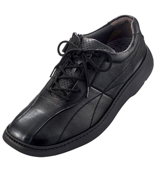 「ソフト牛革　日本製快適ウォーキング（メンズスニーカー）」｜ヒモブラック