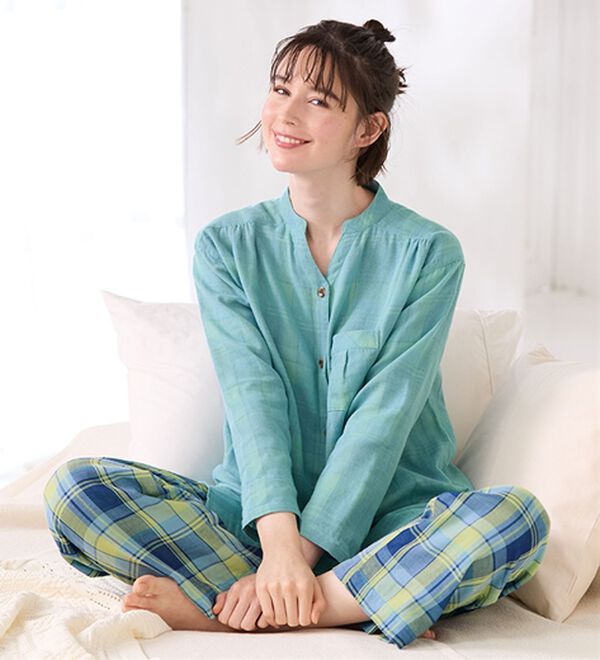 LAVIENNE（ラヴィエンヌ）の「【オーガニックコットン使用】綿１００％Ｗガーゼのルームパジャマ（パジャマ・ルームウェア）」｜詳細画像