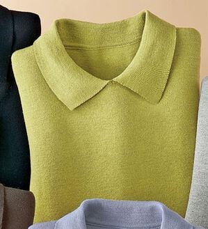 BELLUNA（ベルーナ）の「ウール入りデザインセーター（ニット・セーター）」｜ライム