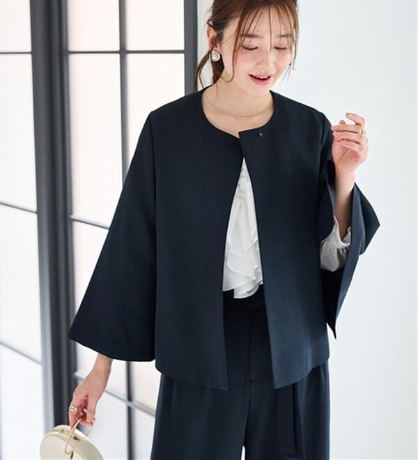 RANAN（ラナン）の「【２点セット】防しわ！洗える！ケープライクジャケットセットアップ（パンツスーツ）」｜詳細画像