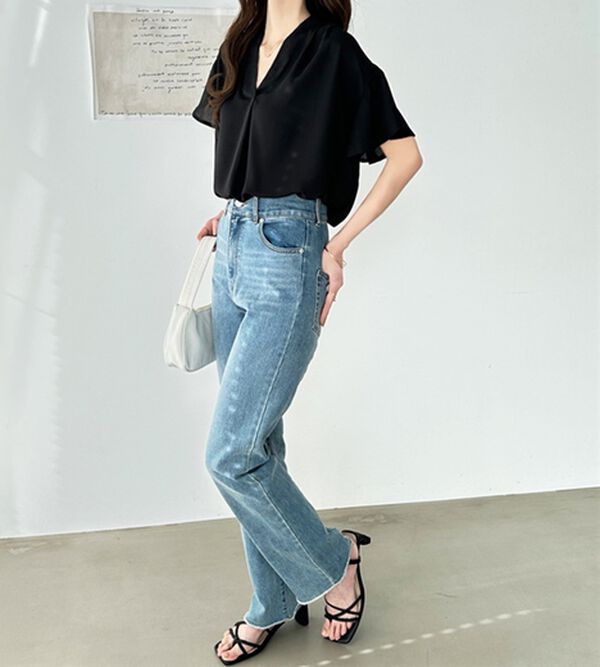 GeeRA（ジーラ）の「サラサラ涼しい！着やせも叶うフレアー袖ブラウス（ブラウス）」｜詳細画像