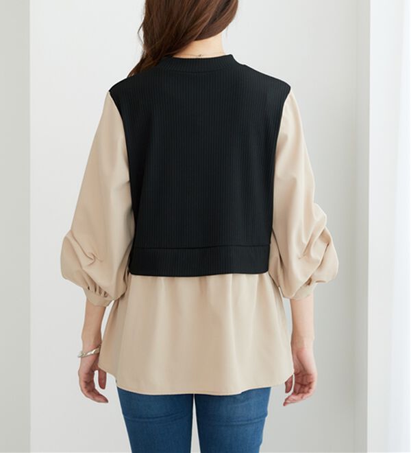 BELLUNA（ベルーナ）の「異素材切替袖タックデザインチュニック（チュニック）」｜詳細画像