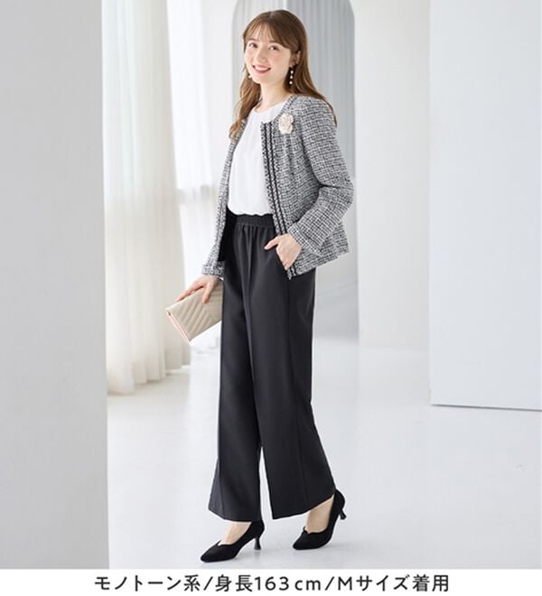 alotta（アロッタ）の「【洗える】フリンジ使いツイードノーカラージャケット（ノーカラージャケット）」｜詳細画像