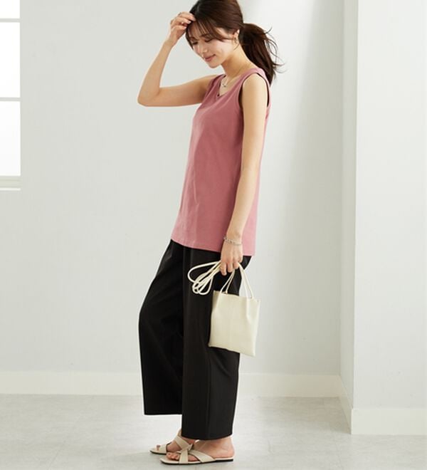 BELLUNA（ベルーナ）の「ヒンヤリ！綿１００％サマ見えタンクトップ（タンクトップ・キャミソール）」｜詳細画像