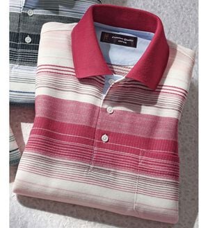 「国産　備後和紙の涼やかポロシャツ（メンズポロシャツ）」｜レッド