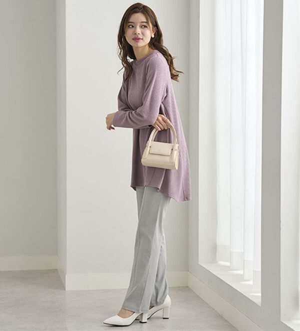 BELLUNA（ベルーナ）の「ふくれ素材フレアーデザインストレッチチュニック（チュニック）」｜詳細画像