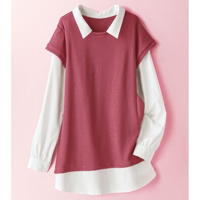 BELLUNA（ベルーナ）の「楽してお洒落シャツフェイクデザインチュニック（チュニック）」