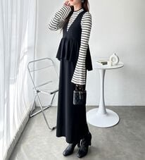 GeeRA（ジーラ）の「【再入荷】楽ちん！ペプラムジャンパースカート（ジャンパースカート）」