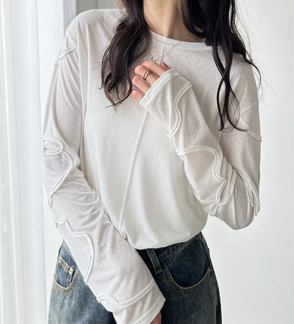 GeeRA（ジーラ）の「コード刺繍スラブシアーカットソー（カットソー）」｜詳細画像