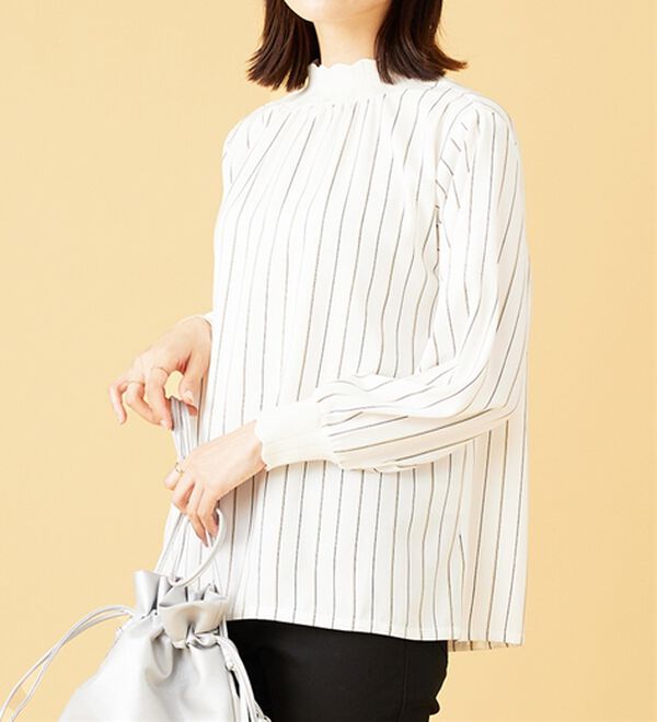 BELLUNA（ベルーナ）の「衿＆袖ニット使い美人顔ブラウス（ブラウス）」｜詳細画像