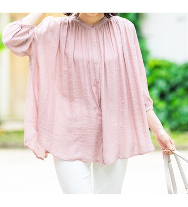 BELLUNA（ベルーナ）の「スラブ素材ギャザーデザインブラウス（ブラウス）」｜詳細画像