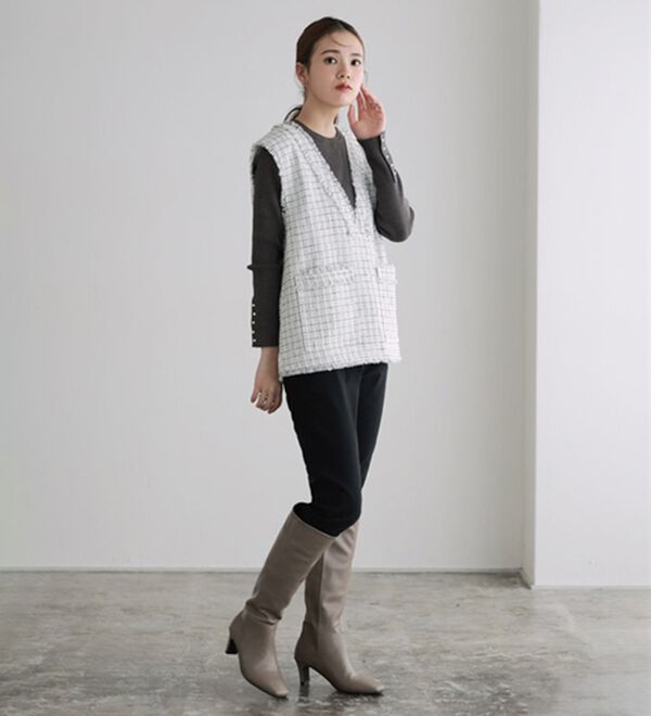 Pierrot（ピエロ）の「【選べるネック】もっちり袖パールニット（ニット・セーター）」｜詳細画像