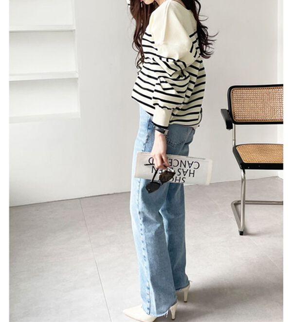 GeeRA（ジーラ）の「前後２ｗａｙ配色スポンディッシュカーディガン（ニットカーディガン）」｜詳細画像